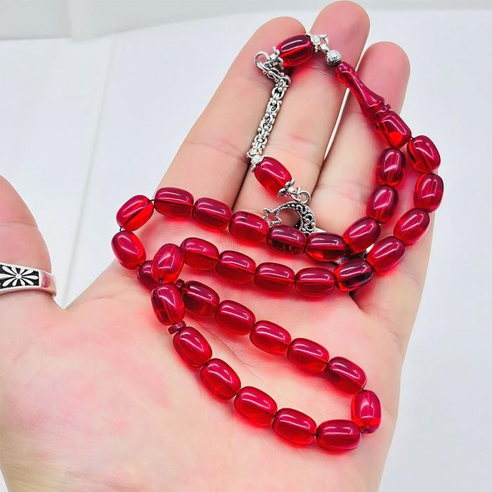 Kırmızı Kapsül Kesim Ateş Kehribar Tesbih