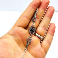 Kırmızı Mine ve Oltu Taşı işçilikli 925 Ayar Gümüş Bileklik 