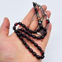 Kırmızı Sürmeli Toz Sıkma Kehribar Tesbih