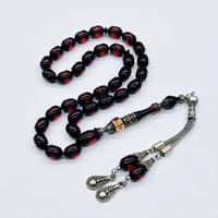 Kırmızı Sürmeli Toz Sıkma Kehribar Tesbih