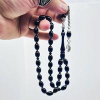 Koyu Mavi Renkte Sıkma Ateş Kehribar Tesbih