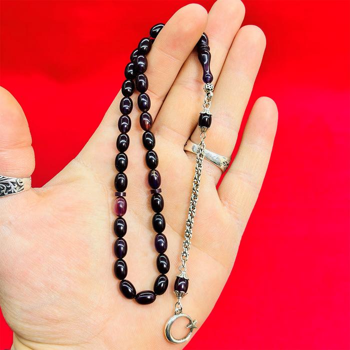 Koyu Renkli Mini Boy Sıkma Ateş Kehribar Tesbih