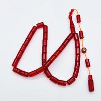 Koyu Turuncu Renkte Sıkma Ateş Kehribar Tesbih