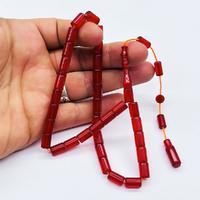 Koyu Turuncu Renkte Sıkma Ateş Kehribar Tesbih