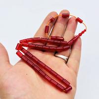 Koyu Turuncu Renkte Sıkma Ateş Kehribar Tesbih