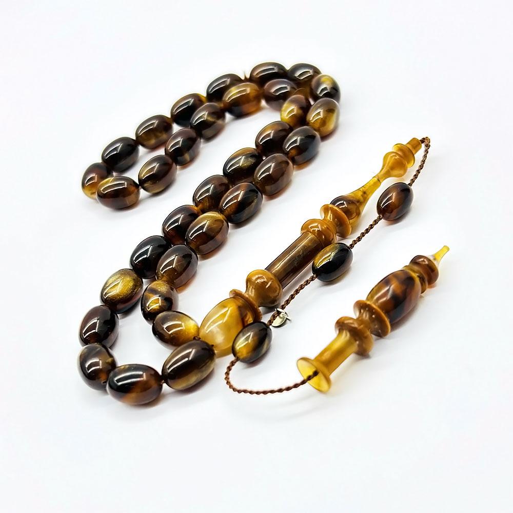 Kuka Seed Design Usta Crafted Pressed Fire Amber Prayer Beads