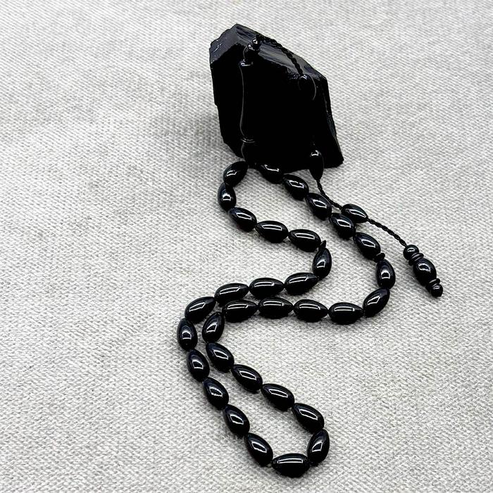 Kumpaslı Göz Yaşı Damlası Model Erzurum Oltu Taşı Tesbih