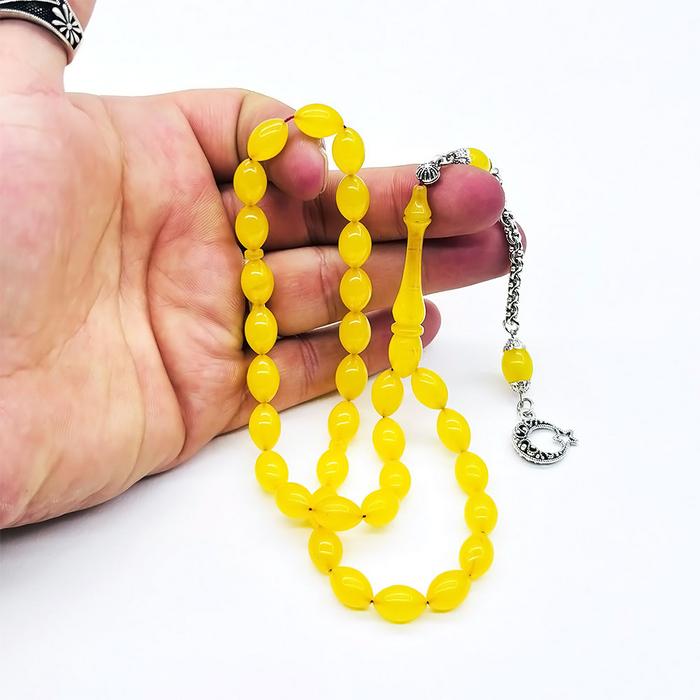 Limon Sarısı Sıkma Ateş Kehribar Tesbih