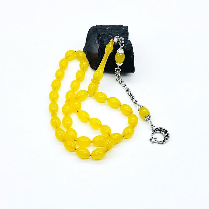 Limon Sarısı Sıkma Ateş Kehribar Tesbih