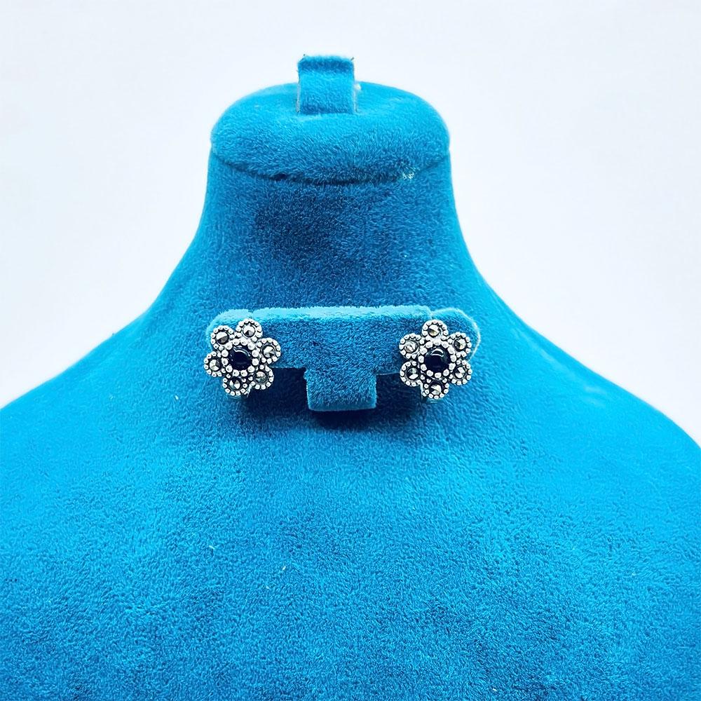 Margazit & Oltu Stone Crafted 925 K Silver Earrings