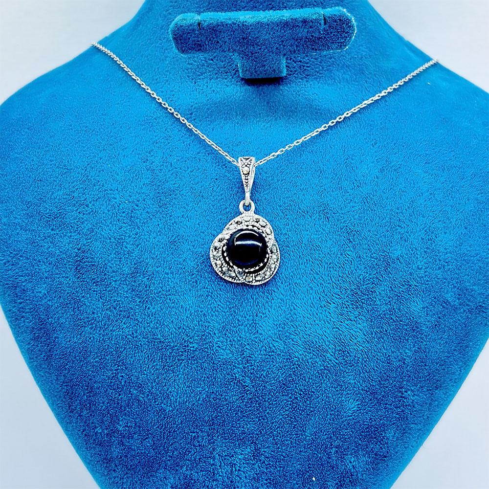 Margazit & Oltu Stone Design 925 K Silver Necklace