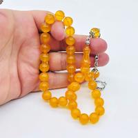 Mat Sarı Renkte Sıkma Ateş Kehribar Tesbih