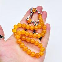 Mat Sarı Renkte Sıkma Ateş Kehribar Tesbih