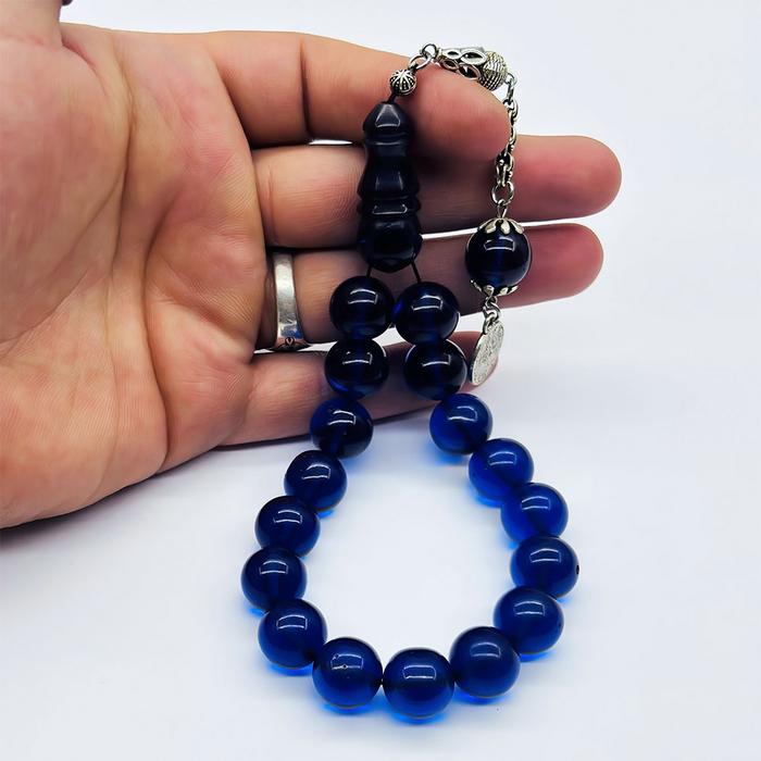 Mavi Renkte Efe Maskot Sıkma Ateş Kehribar Tesbih