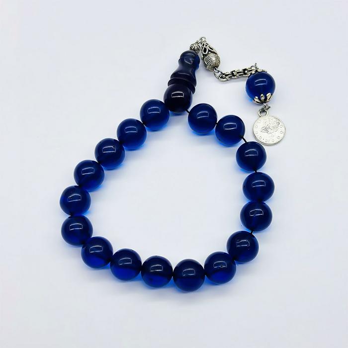 Mavi Renkte Efe Maskot Sıkma Ateş Kehribar Tesbih