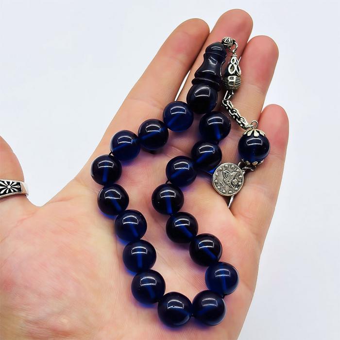 Mavi Renkte Efe Maskot Sıkma Ateş Kehribar Tesbih