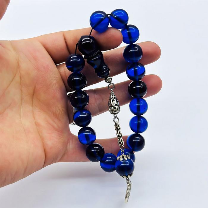 Mavi Renkte Efe Maskot Sıkma Ateş Kehribar Tesbih