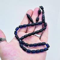 Mavi Renkte Hareli Sıkma Ateş Kehribar Tesbih