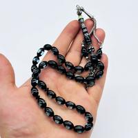 Mavi Renkte Sürmeli Toz Sıkma Kehribar Tesbih