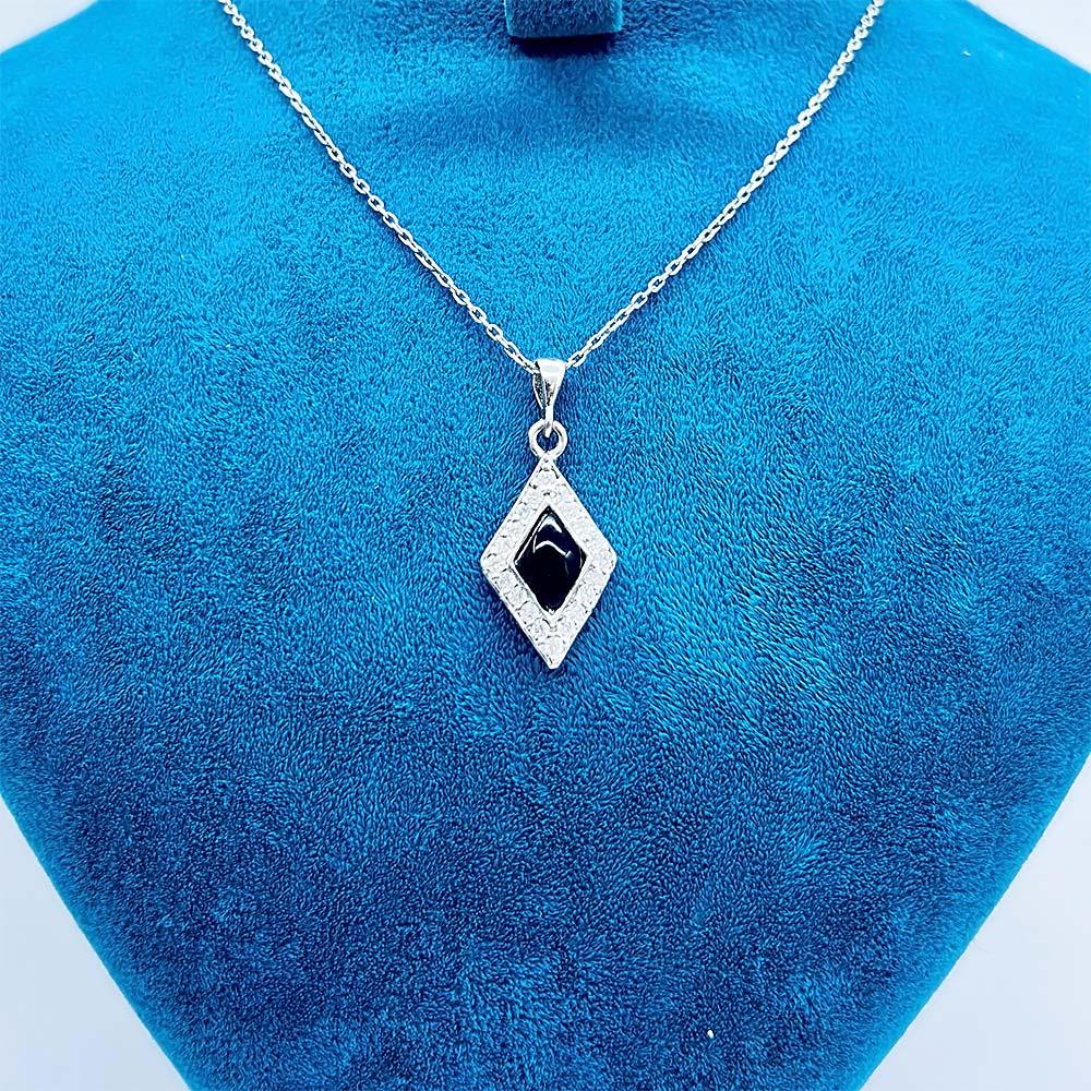 Marquise Oltu Stone Crafted 925 K Silver Necklace