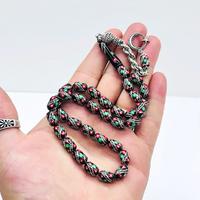 Mercan ve Çeşm-i Bülbül İşlemeli Erzurum Oltu Taşı Tesbih