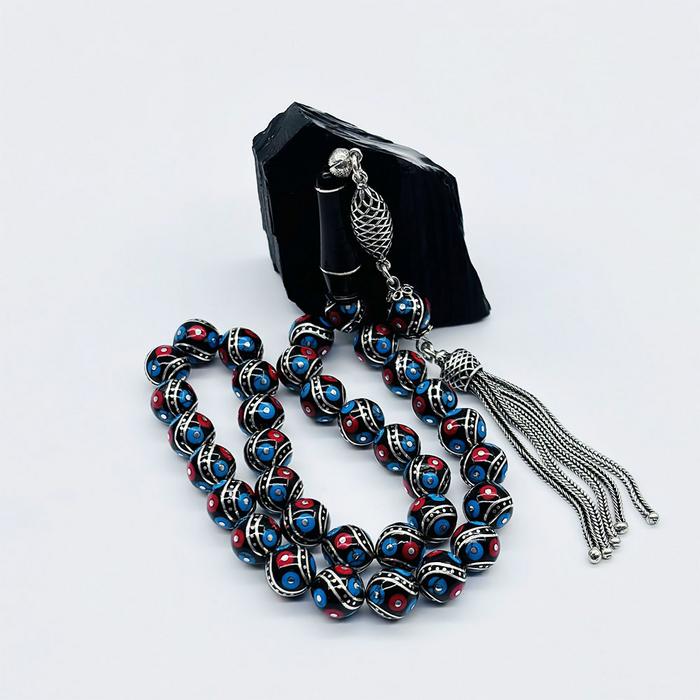 Misket Kesim Çeşmi Bülbül İşlemeli Erzurum Oltu Taşı Tesbih