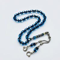 Nakkaş İmemeli Mavi Sürmeli Toz Sıkma Kehribar Tesbih