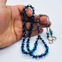 Nakkaş İmemeli Mavi Sürmeli Toz Sıkma Kehribar Tesbih