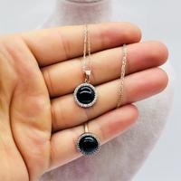 Oltu Taşı İşçilikli 925 Ayar Gümüş Kolye Küpe Yüzük Set