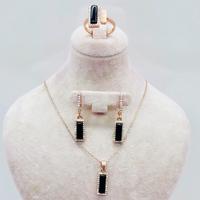 Oltu Taşı İşçilikli 925 Ayar Gümüş Kolye Küpe Yüzük Set