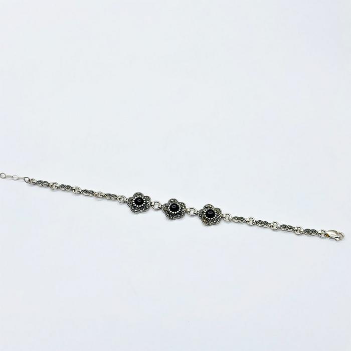 Oltu Taşı Tasarım 925 Ayar Gümüş Kadın Bileklik 