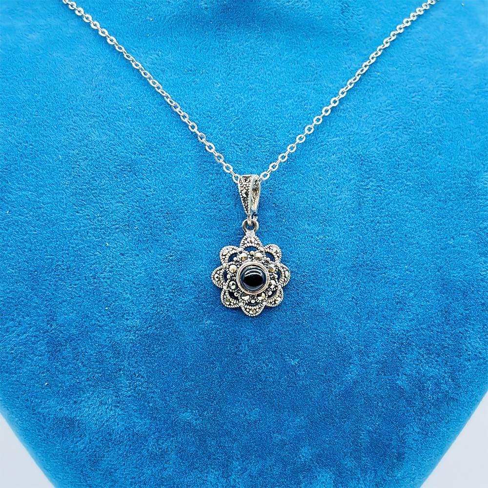 Oltu Stone Design Crafted 925 K Silver Necklace