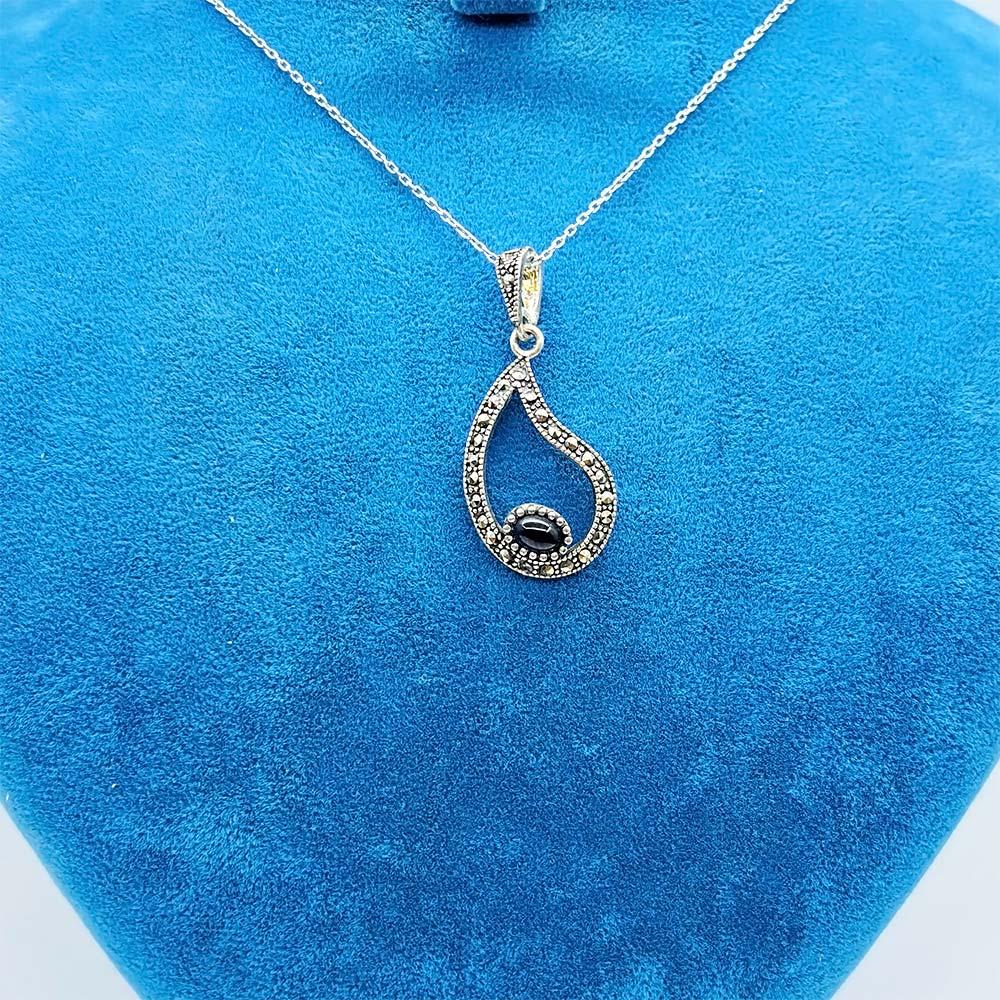 Oltu Stone Design Crafted 925 K Silver Necklace