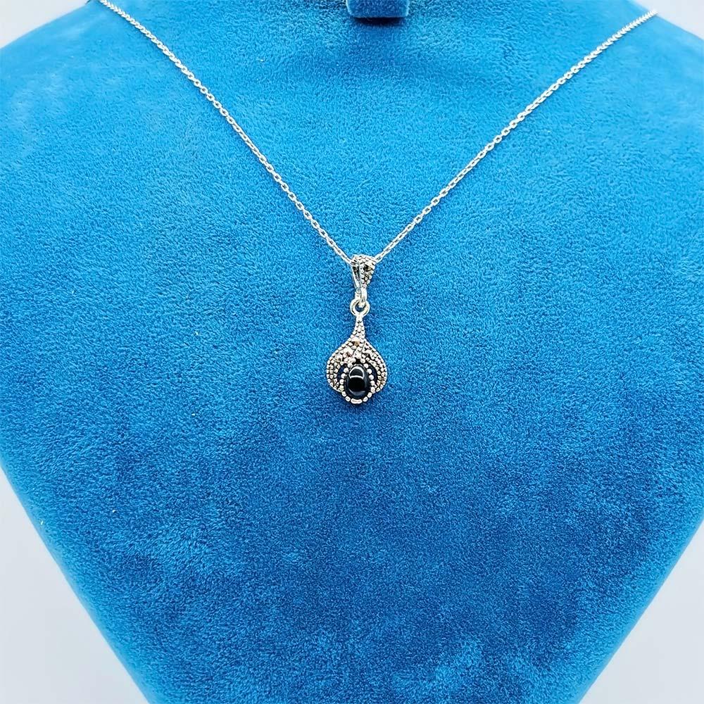 Oltu Stone Design Crafted 925 K Silver Necklace