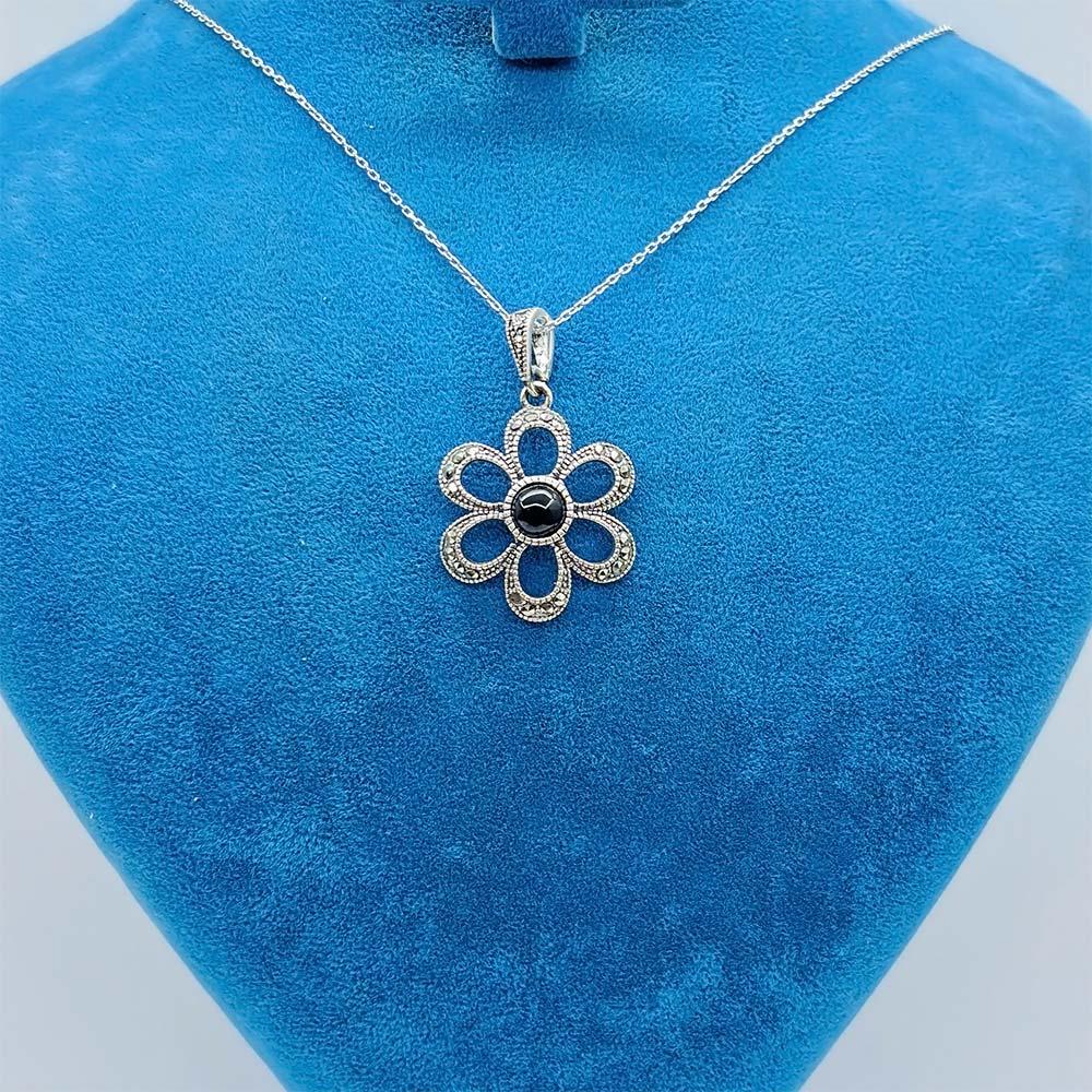 Oltu Stone Design Crafted 925 K Silver Necklace