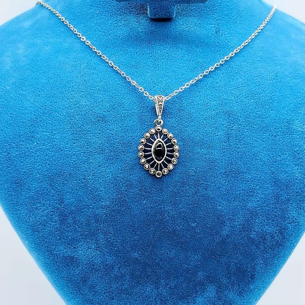 Oltu Stone Design Crafted 925 K Silver Necklace