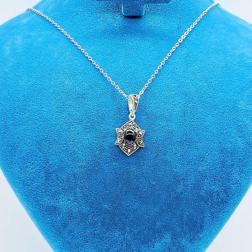 Oltu Stone Design Crafted 925 K Silver Necklace