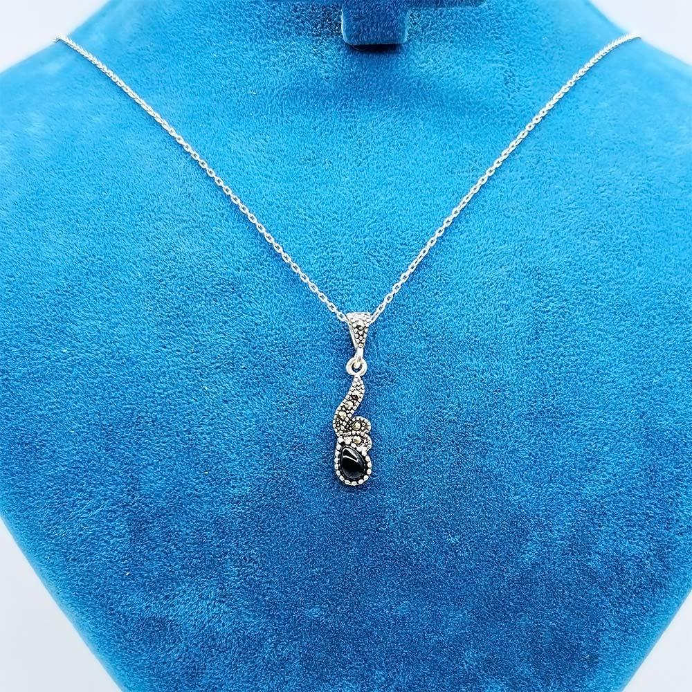 Oltu Stone Design Crafted 925 K Silver Necklace