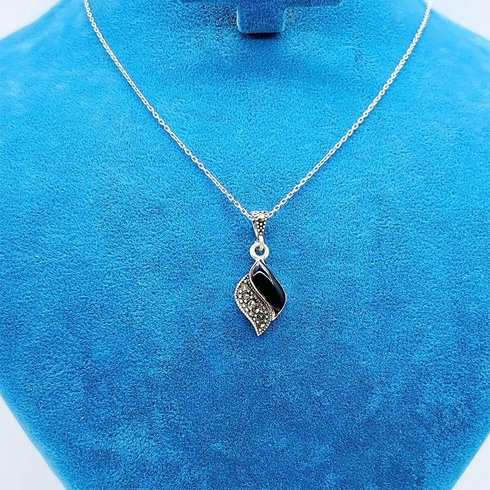 Oltu Stone Design Crafted 925 K Silver Necklace