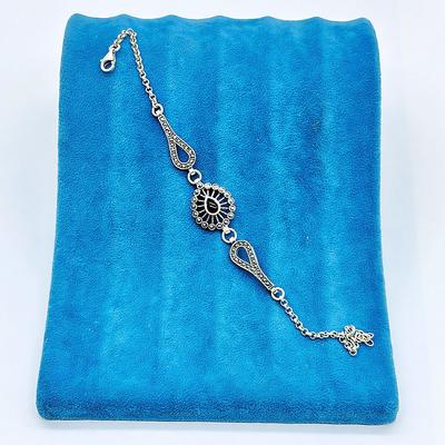 Oltu Taşı ve Zirkon İşçilikli 925 Ayar Gümüş Bileklik