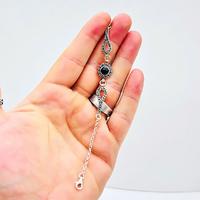 Oltu Taşı ve Zirkon İşçilikli 925 Ayar Gümüş Bileklik