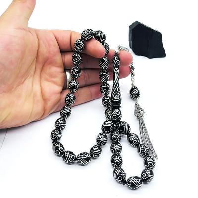Özel Usta İşçilikli Erzurum Oltu Taşı Tesbih ( 10.5 x 13.5 ) Mm