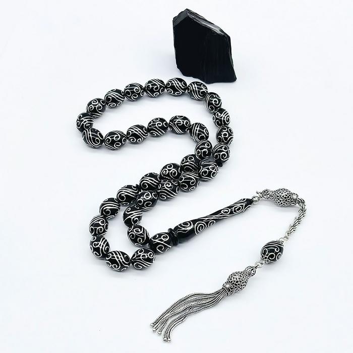 Özel Usta İşçilikli Erzurum Oltu Taşı Tesbih ( 10.5 x 13.5 ) Mm