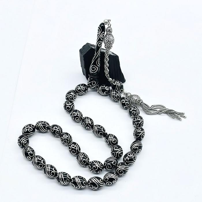 Özel Usta İşçilikli Erzurum Oltu Taşı Tesbih ( 10.5 x 13.5 ) Mm