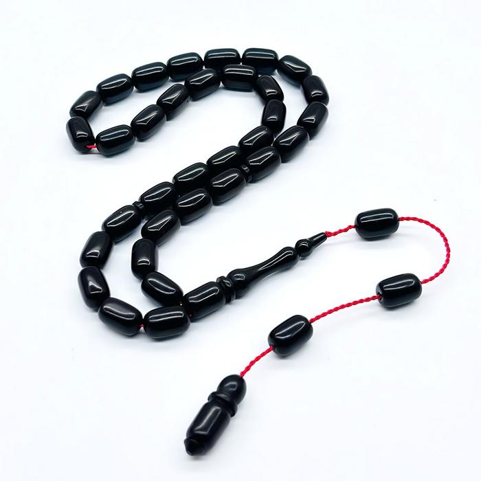 Petrol Yeşili Renkte Sıkma Ateş Kehribar Tesbih