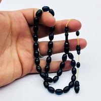 Petrol Mavisi Renkte Sıkma Ateş Kehribar Tesbih