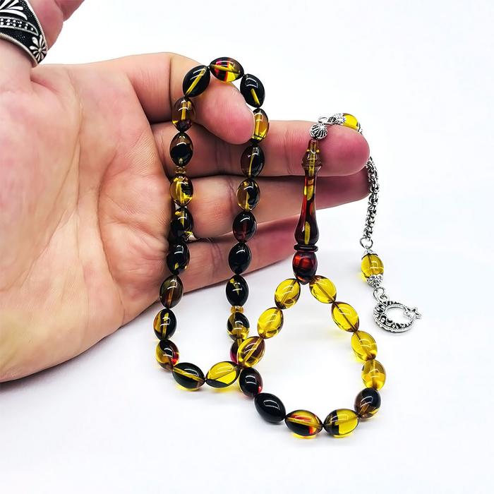 Renk Hareli Sıkma Ateş Kehribar Tesbih