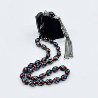 Renkli Çeşmi Bülbül İşlemeli Erzurum Oltu Taşı Tesbih