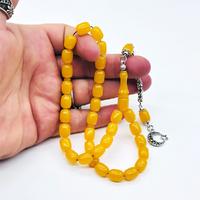 Sarı Tonda Kapsül Kesim Sıkma Ateş Kehribar Tesbih