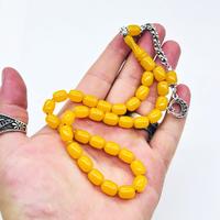 Sarı Tonda Kapsül Kesim Sıkma Ateş Kehribar Tesbih